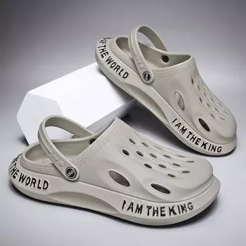 Мужские сабо из ЭВА, легкие пляжные сандалии с мужскими башмаками, мюли для дома, сада, отдыха на природе, мужские пляжные тапочки на плоской подошве, размер 39-48 39 серый