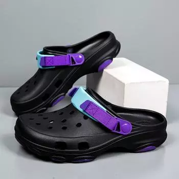 Мужские сабо из ЭВА, легкие пляжные сандалии с мужскими башмаками, мюли для дома, сада, отдыха на природе, мужские пляжные тапочки на плоской подошве, сандалии для пар 36 фиолетовый