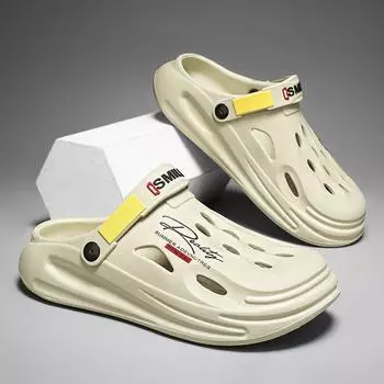 Мужские сабо из ЭВА, легкие пляжные сандалии с мужскими башмаками, мюли для дома, сада, отдыха на природе, мужские пляжные тапочки на плоской подошве, размер 40-45 45 хаки