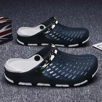 Мужские сабо из ЭВА, легкие сабо, мужские пляжные сандалии с мужскими сабо, туфли-лодочки, домашний сад, уличные мужские пляжные тапочки на плоской подошве 40 чёрный