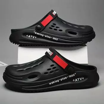 Мужские сабо, сандалии без шнуровки с закрытым носком, прогулочная обувь на мягкой подошве, пляжные сандалии для уличной садовой обуви 44 бежевый