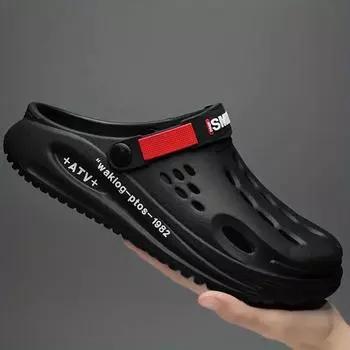 Мужские сабо, сандалии без шнуровки с закрытым носком, прогулочная обувь на мягкой подошве, пляжные сандалии для уличной садовой обуви 43 чёрный