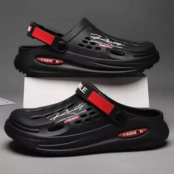 Мужские сабо, сандалии без шнуровки с закрытым носком, прогулочная обувь на мягкой подошве, пляжные сандалии для уличной садовой обуви 44 чёрный