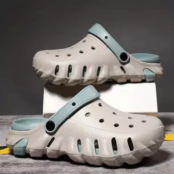 Мужские сабо, сандалии без шнуровки с закрытым носком, прогулочная обувь на мягкой подошве, уличная садовая обувь, пляжные сандалии 38 чёрный