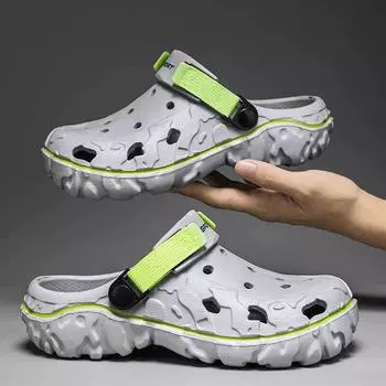 Мужские сабо, сандалии, летние пляжные тапочки, нескользящие дышащие пляжные сандалии, модная садовая обувь, мужские шлепанцы 45