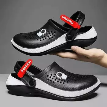 Мужские садовые сабо, летние сандалии для мужчин, модные женские пляжные тапочки, обувь для душа, дышащие сандалии из ЭВА, шлепанцы 36