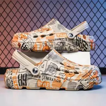 Мужские садовые сабо, мужские летние сандалии, уличные пляжные сандалии для мужчин, модные мужские туфли-сабо, дышащая обувь для воды, повседневные тапочки 40