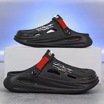 Мужские садовые сандалии, летние тапочки, мужская повседневная обувь для пар, модные сандалии, удобные домашние мягкие тапочки 43-44EU/CN44-45 чёрный