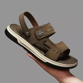 Мужские сандалии 2024 года, лето, новые, для вождения, двусторонние, для улицы, модные, новые, водонепроницаемые 39 чёрный