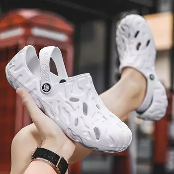 Мужские сандалии 2024 года, новые летние тапочки из ЭВА, дышащие, утолщенные, садовые туфли, мужские сандалии для отдыха на открытом воздухе, мужские летние сандалии, классика 40 белый