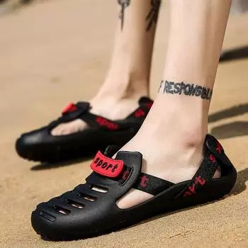 Мужские сандалии 2025 года, летняя новая мужская обувь для отдыха на открытом воздухе, модная повседневная обувь для мужчин с сумкой на голову 39