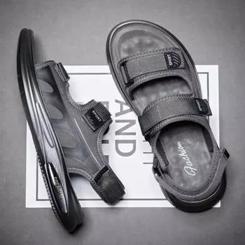 Мужские сандалии 2025 года, лето, новая корейская версия, повседневная верхняя одежда для вождения, нескользящая, с мягкой подошвой, пляжная обувь 38