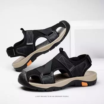 Мужские сандалии 2025 года, лето, новые, для отдыха на природе, нескользящие, для альпинизма, вождения, повседневные, для использования в помещении, для пляжа, туфли с носком 38