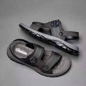 Мужские сандалии 2025 года, лето, новые удобные и дышащие, трендовые, повседневные, для дома и улицы, для вождения, пляжные тапочки 38
