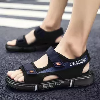 Мужские сандалии 2025 года, новинка лета, модная повседневная пляжная обувь, мужская спортивная одежда, мягкие подошвы, крутые тапочки для вождения 39