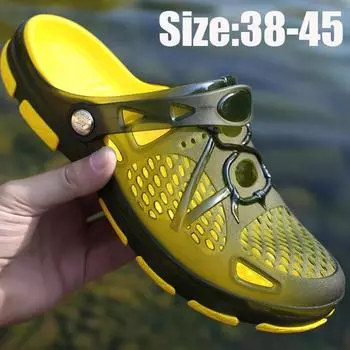 Мужские сандалии 38-45, тапочки, пляжная обувь, садовая обувь 38 чёрный