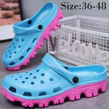 Мужские сандалии, большие размеры 36-48, летние сандалии, повседневные сандалии, женская садовая обувь, пляжные тапочки 36 розовый