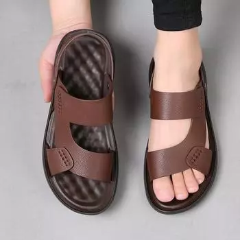 Мужские сандалии, черные, коричневые кожаные сандалии-гладиаторы, уличные римские летние римские сандалии для мужчин, пляжная обувь с открытым носком EU:45 чёрный