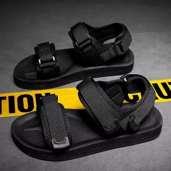 Мужские сандалии черные сандалии уличные летние сандалии мужские с открытым носком пляжная обувь большой размер 50 EU:45 чёрный