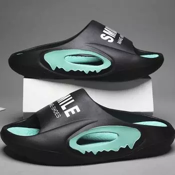 Мужские сандалии для дома и улицы, пляжные тапочки с алфавитным элементом, женские пляжные тапочки большого размера для улицы 36/37 чёрный