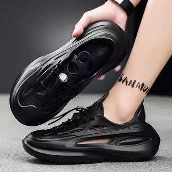 Мужские сандалии для ношения на улице, повседневные походы по дерьму, дырявые туфли, персонализированная мужская пляжная сумка на голову, тапочки на толстой нескользящей подошве. 40 белый