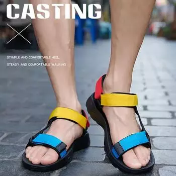 Мужские сандалии для отдыха на природе Дышащая сетчатая обувь Сандалии Нескользящие мужские повседневные кроссовки Удобные пляжные сандалии Летние мужские тапочки 38 чёрный