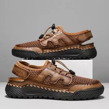 Мужские сандалии для отдыха на природе сетчатые пляжные сандалии повседневная обувь кроссовки 39 чёрный