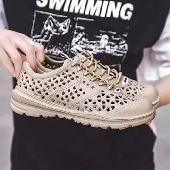 Мужские сандалии, дышащие, пляжные, повседневные, мягкие, легкие, нескользящие, летние, с покрытием EVA, с наружным носком, тапочки, мужская модная обувь 40