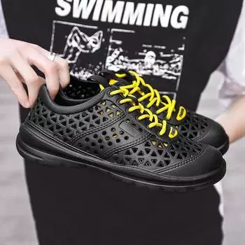 Мужские сандалии, дышащие, пляжные, повседневные, мягкие, легкие, нескользящие, летние, с покрытием EVA, с наружным носком, тапочки, мужская модная обувь 40