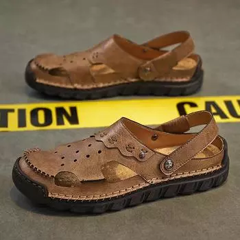 Мужские сандалии Дышащие пляжные сандалии ручной работы 39 чёрный