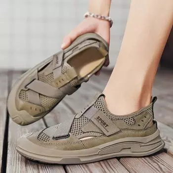 Мужские сандалии гладиаторские сандалии для активного отдыха летние римские сандалии спортивная пляжная обувь большого размера с закрытым носком EU:45 бежевый