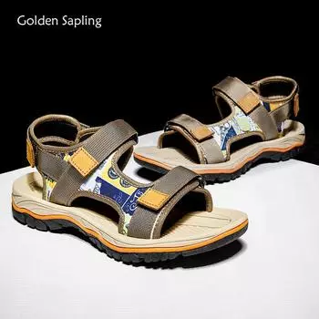 Мужские сандалии Golden Sapling, летняя обувь для отдыха, модная мужская повседневная пляжная обувь на плоской подошве в стиле ретро, классические мужские треккинговые сандалии на открытом воздухе 38