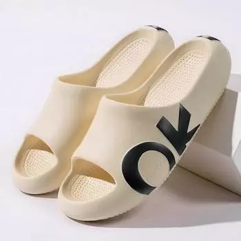 Мужские сандалии и тапочки, напечатанные буквами, повседневные и модные нескользящие тапочки с открытым носком и толстой подошвой, подходят для 40-41