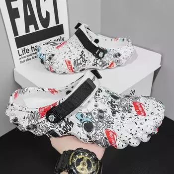 Мужские сандалии из ЭВА большого размера с закрытым носком: Стильная и прочная летняя пляжная одежда 40 чёрный