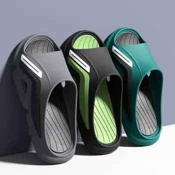 Мужские сандалии из ЭВА, мужские модные домашние и уличные шлепанцы с цветными блоками, повседневные легкие нескользящие тапочки, обувь с открытым носком, пляжные тапочки 34-35 серый/чёрный