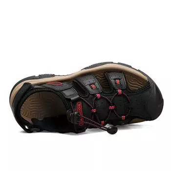 Мужские сандалии из натуральной кожи, брендовые пляжные сандалии, летние мужские уличные повседневные легкие сандалии, модные кроссовки, большой размер 38-46 US6 (CN38) темно-коричневого