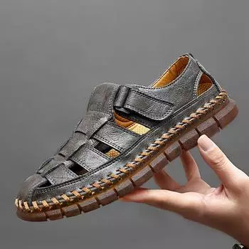 Мужские сандалии из натуральной кожи, легкие, удобные, модные, универсальные, дышащая, модная нескользящая обувь, летние римские сандалии 38