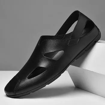 Мужские сандалии из натуральной кожи, летняя мужская обувь, пляжные сандалии, мужские модные удобные уличные повседневные кроссовки, классические большие размеры 47 37 белый