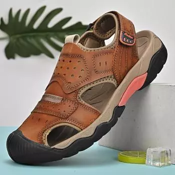 Мужские сандалии из натуральной кожи, летняя классическая обувь для мужчин, пляжные сандалии для отдыха на открытом воздухе, мягкие повседневные туфли большого размера, мужские римские сандалии 42