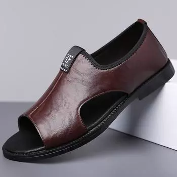 Мужские сандалии из высококачественной кожи, повседневные сандалии, модные уличные сандалии на плоской подошве, летние пляжные туфли с открытым носком для мужчин, бренд Sandalias 39