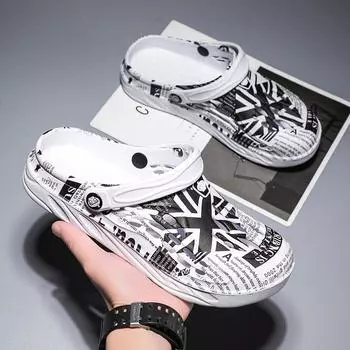 Мужские сандалии Легкие сандалии из ЭВА, повседневные тапочки, летние женские разноцветные туфли для плавания для пляжа 37 чёрный