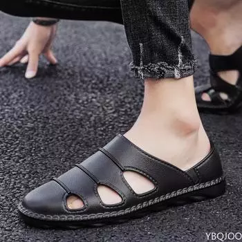 Мужские сандалии, легкие слипоны, тапочки, мужские дышащие нескользящие пляжные туфли с мягкой подошвой и закрытым носком, водная обувь на плоской подошве 39