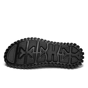 Мужские сандалии, летние дизайнерские повседневные римские пляжные туфли, мужские уличные тапочки, спортивные кожаные нескользящие мокасины на плоской подошве, большие размеры 38-48 38 чёрный