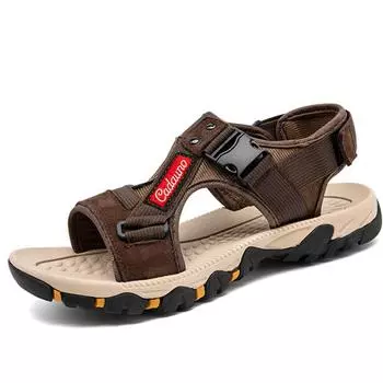 Мужские сандалии летние модные легкие повседневные кожаные туфли-колокольчики сандалии большого размера 39 чёрный