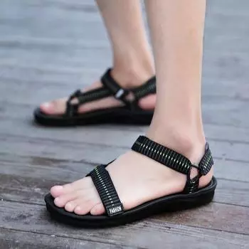 Мужские сандалии, летние пляжные праздничные сандалии для отдыха, мужская обувь, новые уличные мужские удобные повседневные сандалии в стиле ретро, мужские кроссовки 36