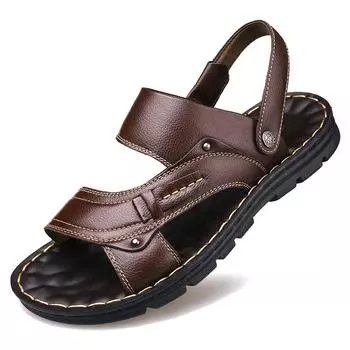 Мужские сандалии, летние пляжные сандалии, мужские кожаные сандалии, уличные сандалии для мужчин, повседневная летняя обувь, мужские легкие удобные сандалии 38