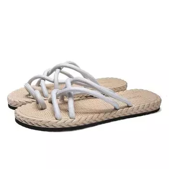 Мужские сандалии, летние тапочки с открытым носком, мужские персонализированные вязаные шлепанцы, модные пляжные сандалии, мужские повседневные нескользящие шлепанцы 39