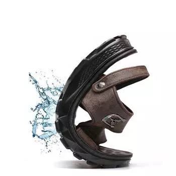 Мужские сандалии, летние уличные пляжные тапочки, домашние тапочки для отдыха, нескользящая обувь с мягкой подошвой на толстой подошве, мужские кожаные сандалии 38 красно-коричневый