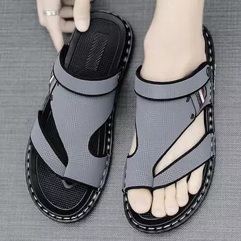 Мужские сандалии летняя одежда нескользящие вождение пляжная обувь двойного назначения мужская индивидуальность облегающие ноги повседневные спортивные крутые тапочки 38