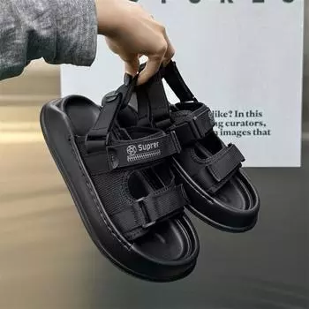 Мужские сандалии летняя одежда новые модные универсальные сандалии молодежные студенческие спортивные пляжные туфли 371231-J 38 чёрный